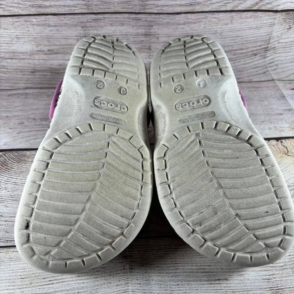 Crocs Classic Kids Size J2 Animal Zebra Glitter Clogs